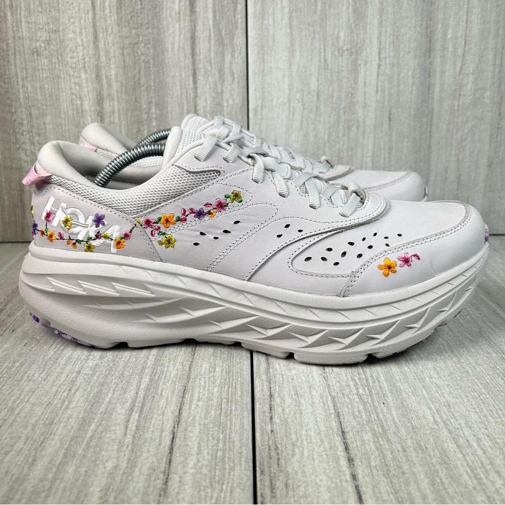 NEW Hoka One One Bondi L BP Floral Nubuck Leather Athletic Sneaker Mens Size 13